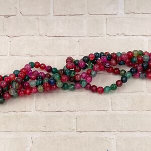 Jewel Tone Crackle Agate Beads 6mm Round Jewelry Making